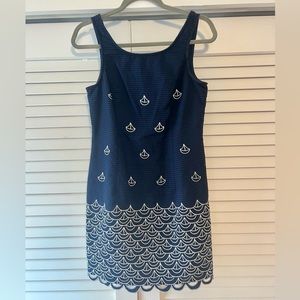 Lily Pulitzer navy blue dress with white sailboats